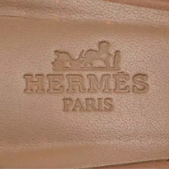 Authentic HERMES Sandals Brown Leather/Silvertone size 7 - Picture 8 of 9